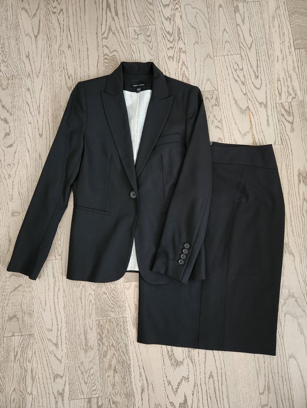 Judith & Charles Black Wool Blazer Pencil Skirt Suit Set Size 4 NWOT